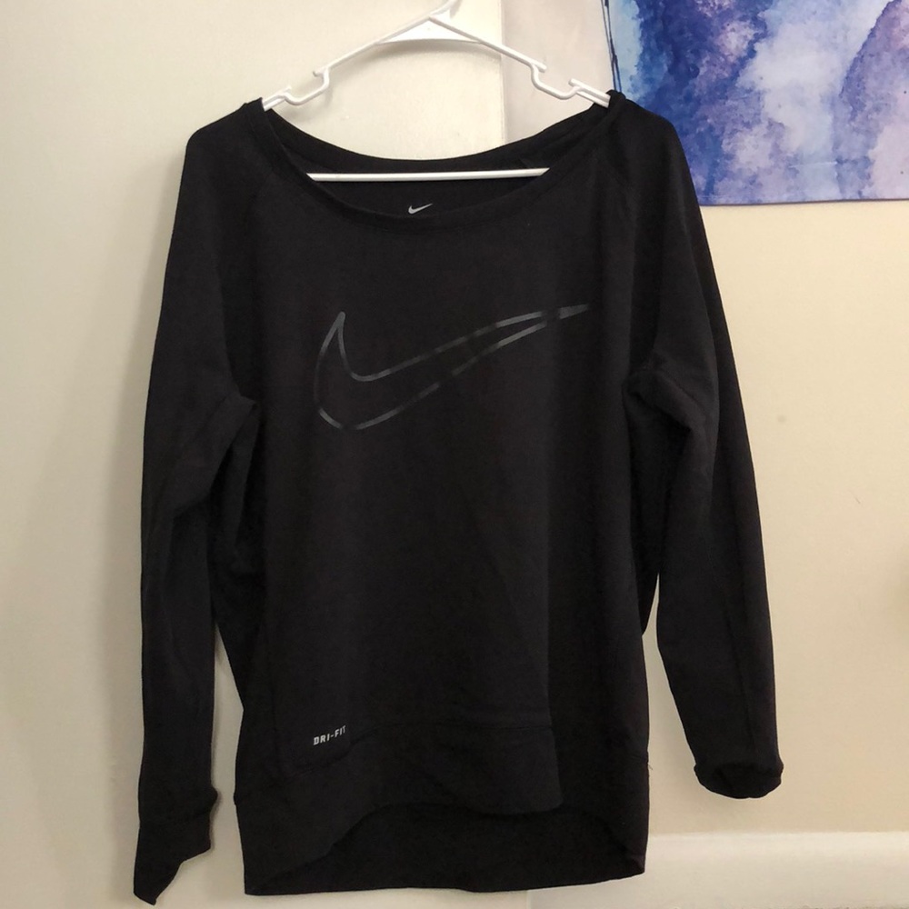 Black Nike Dri-fit wide neck crew